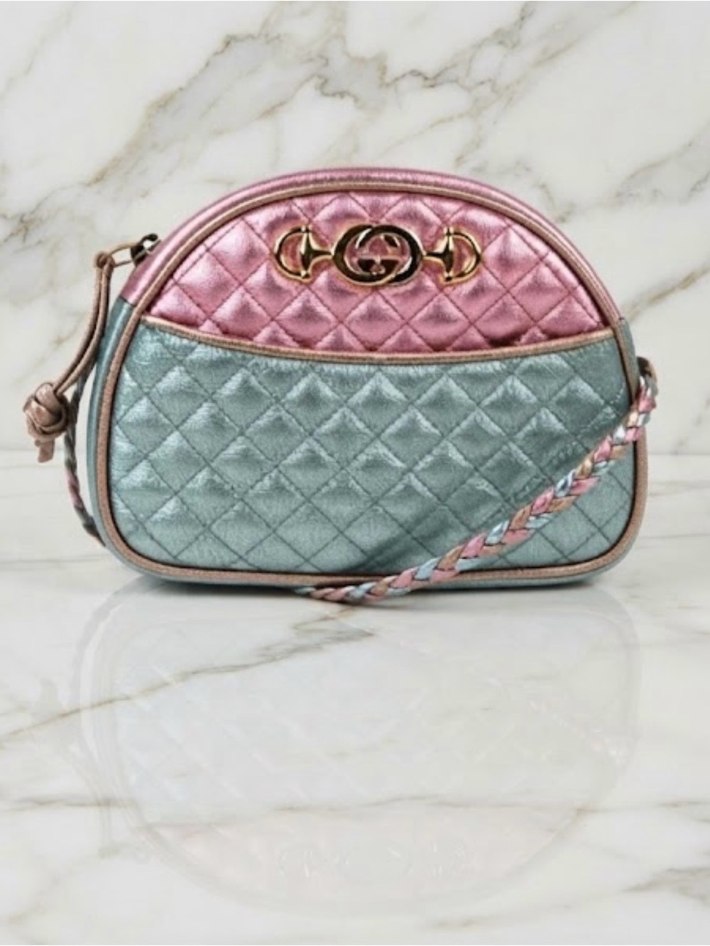 G U C C I   Metallic quilted crossbody